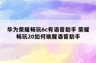 华为荣耀畅玩6c有语音助手 荣耀畅玩20如何唤醒语音助手